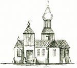 Widok kościoła parafialnego, rysunek R. Kanibala z 2 poł. XIX w.